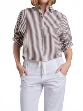 NEW PHARAOH claude crop shirt in porto stripe
